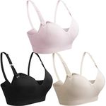 COOSHCO Women's Nylon Wired Push-up Bra (Pack of 3) (3 MATRNITY(B+S+P) Mix(L)_Black Beige Pink