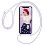 UEEBAI Crossbody Lanyard Phone case for iPhone SE 2022 5G/iPhone 7/iPhone 8/iPhone SE 2020, Silicone Phone Cover Adjustable Necklace Strap Cord Shockproof Protective Case for iPhone SE3/SE2 - Mauve