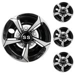 XUANYUDG0769 Golf Cart Hubcaps Wheel Covers for EZGO Club Car Yamaha Golf Cart Wheels and Tires Center Caps 8 Inch, Set of 4 Golf Cart Hub Caps, Black and Silver