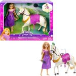 Mattel Disney Princess Rapunzel Fashion Doll & Maximus Horse Set with Saddle, Brushable Tail, Styling Accessories & Pascal Figure