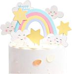 Happy Birthday Cake Topper Children Creative Cake Supplies Rainbow Cloud Birthday Cake Decoration