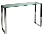 Cortesi Home Remi Contemporary Glass Console Table with Chrome Finish