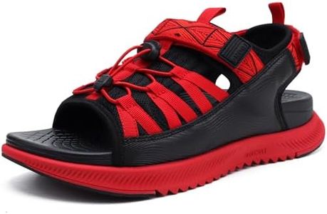 ONCAI Men Hiking Sandals, Arch Support Walking Sandals for Mens 2025 with Orthotic Outdoor Footbed for Plantar Fasciitis, Hombre Sandalias Recovery Sport Sandals Black/Red Size 11.5