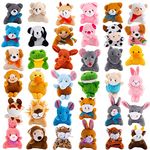 36 Pack Mini Plush Animals Toys Set Animal Plush Toys Stuffed Animals Set Stuffed Animals Plush Toys Keychain Bulk for Boys Girls Themed Parties Valentine's Day Supplies Presents Goody Bags (36Pack)