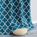 HLC.ME Lattice Print Pattern 72 Inch Curtains Blackout - Energy Smart Thermal Window Coverings Set, Summer/Winter Heat Blocking Draperies for Bedroom - 2 Panels - 52 W x 72 L - Dark Teal Blue