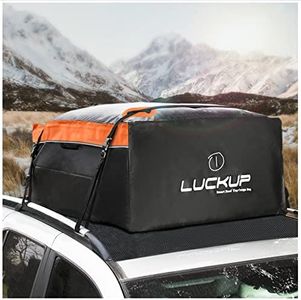 SMONTER 520L 100% Waterproof Durable Rooftop Cargo Carrier Bag,Fits All Cars With Rack or No Rails, 4 heavy duty wide straps and buckles, 18.5 Cubic Ft, Orange