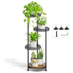 4 Tier Metal Plant Stands Indoor Clearance, Oppro Tiered Corner Tall Plant Stand Outdoor for Multiple Plants, Modern Plant Shelf Flower Stand Holder Display Rack for Patio Garden Balcony Living Room(Black) (Round)