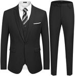 COOFANDY Men's 3 Piece Slim Fit Suit Set One Button Jacket Blazer Vest Pants Set Wedding Formal Prom Tuxedo Suits Dark Grey