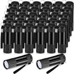 VIHOSE 32 Pcs Mini Flashlights Bulk, Bright Aluminum Handheld Flash Light with Lanyard, Small LED Flashlights for Kids Night Reading Emergency Hurricane Camping Hiking Party Favors(Black)