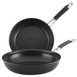 Anolon Smart Stack Hard Anodized Nonstick Frying Pan Set/Fry Pan Set/Hard Anodized Skillet Set - 10 Inch and 12 Inch, Black