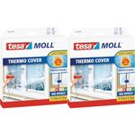 tesamoll Thermo Cover Window Insulating Film - Transparent Insulating Foil for Thermal Insulation of Windows - Includes Double Sided Tape for Easy Installation - 1.7 m x 1.5 m (Pack of 2)