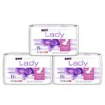 Seni Lady Super Bladder Control Pads | Moderate Incontinence | Highly Absorbent, Skin Friendly | Size 370 mm | Pack of 3 | 15 Pcs Each