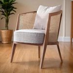 Quick Artsy Wooden Rattan Chandigarh Wicker Cane Arm Chair - Natural Cane Woven Back and Seat, Perfect for Living, Dining, Bedroom (Brown, Customizable) (Light Walnut)