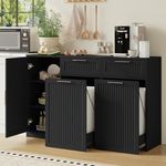 Double 13 Gallon Pull Out Trash Can Cabinet with Storage Cabinet,Black