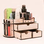 Wooden Makeup Storage Drawer Organizer, wooden Cosmetic Display Box with 3 Drawers for Bathroom Beauty Countertop perfume Organizer, lipstick Brush Holder Jewelry Storage Box for Bedroom Dresser Desk Vanity Desk Accessories Office Desks, Home Office and more