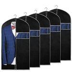 Syeeiex Suit Bags for Men Set of 5, Suit Carrier for Men for Travel, Clothes Cover Protector Bags with Transparent Window, Non-Woven Garment Bags Dustproof Clothes Suit Covers - Black