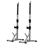 HOMCOM Weights Bar Barbell Rack Squat Stand Adjustable Portable Weight Lifting Suitable For Home Gym Training Work Out