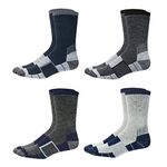 KIRKLAND Signature Men's Merino Wool Blend Outdoor Trail Crew Socks Multipack Ahtletic UK Size 6-12 4 Pack - Navy Blue Grey