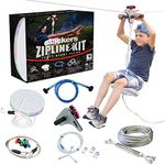 Slackers 100 ft LED Night Riderz Series Zipline - Kids Zip line Kit with Safety Zipspring Brake System - Great Zipline Kit for Kids and Teens - Recommended Ages 7+