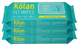 Kolan Pet Wipes 60 Count Combo Pack of 3 | FragranceFree Grooming Wet Wipes | Eco Friendly, 100% Biodegradable | for Dog, Cat, Puppies, Rabbit and Small Pets