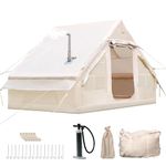 Afitdon Inflatable Camping Tent with Fireplace Opening and Skylight, 2-4 Person, Waterproof Oxford Fabric, Quick Assembly