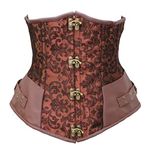 bslingerie® Gothic Steampunk Heavy Duty Waist Cincher Underbust Corset, Classic Brown, Large