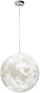 MQ 14 inch Moon Pendant Lamp with Remote Control, 3000K-6500K Brightness Adjustable, 3D Printing Ceiling Light for Home, Office, Bars and Cafe, 16W E26 LED Bulb Included