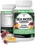 Lunakai USA Made Irish Sea Moss Capsules with Black Seed Oil, Ashwagandha, Burdock Root & Bladderwrack - 3000mg Immune Support, 60ct