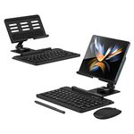 Libeagle for Samsung Galaxy Z Fold 6/5/4/3/2, Set Include Mini Wireless Bluetooth Keyboard, Mouse, Comfortable & Adjustable Phone Stand, Capacitance Pen, S Pen Holder, Easy to Carry - Black
