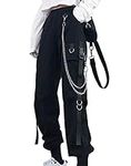 Black Cargo Pants with Chain Kpop F