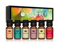 Summer Set of 6 Premium Grade Fragrance Oils - Peach, Strawberry, Plumeria, Coconut, Pineapple, Awapuhi & Seaberry - 10ml