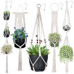 Macrame Plant Hangers, Hanging Planters Set of 5 with 5 Hooks, Hanging Planters for Indoor and Outdoor Plant Décor, Different Tier (5 Sizes)