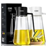 CCKO Glass Olive Oil Dispenser Bottle with Auto Flip Spout 19oz Olive Oil Bottle for Kitchen, No Drip Cooking Oil Dispenser for Soy Sauce, Syrup, Vinegar, Salad Dressing Container (Black)