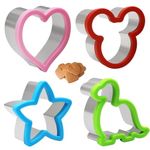 4 Pieces Sandwich Cutters for Kids Lunch Box Food Shape Cutters Stainless Steel Cookie Cutters Dinosaurs Sandwich Cutters Bento Decoration Tools