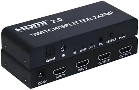 VIBOTON HDMI Splitter, 2x2 HDMI2.0 Switch Splitter,2 in 2 Out HDMI Switcher with SPDIF Audio 3.5mm Selector, Support HD 4K, 3D, 1080P for HDTV Blu-Ray-Player Fire Stick Xbox etc.