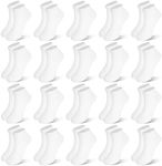 ZERULETS Kids Socks, 20 Pairs Low Cut Ankle Socks Short Athletic Socks for Boys Girls Toddler 1-13 Years（White，7-10 Years）