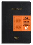 NEORAH — A5 2025 DATED ACCOMPLISH Planner - Includes Yearly | Monthly | Weekly Layout with 12 Month Budget Tracker | Habit Tracker Wheel | Gratitude Journal | Track Goals - Accomplishments | Things to Do | Passion | Password Log | Track Birthday Anniversary | Extra Notes | 2025 Productivity Planner Diary with Dates - Planner for Work & Study (Size 21.0 x 14.8cm) | Dated Weekly Planner-SOFTCOVER- Black