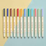 Writech Arts Sign Brush Pen Brush Tip Marker Felt Tip Water Based Ink Color Pens 12 Assorted Pastel Colors Great for Lettering, Journaling, Calligraphy (Natural)