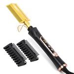 Ten-Tatent Hot Comb Hair Straightener Electric Anti-Scald Straightening Comb, Double Sided Portable Ceramic Beard Straightener Brush Press Comb Ceramic LCD