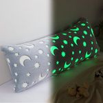 HOMBYS Glow in The Dark Body Pillow Cover, Soft Velvet Fluffy Bed Pillow Case, Fuzzy Long Pillowcase for Kids Boys Childern, Plush Decorative Throw Pillow Cover, 21x54 Inches, White Grey