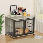 Medium Dog Crate with Sliding Iron Door,Modern Decorative Pet House Dog Cage Dog Crate Furniture with Soft Cushion,Aesthetic Puppy Kennel for Medium Dogs,43.7''L x 30''W x 33.7''H (Gray)