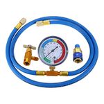 R134a Recharge Hose Kit with Gauge, 59'' AC Refrigerant Recharging Hose Measuring Kit, Self-sealing R-134a Can Tap Refrigerant Dispenser to R-12/R-22 port, Include R134a Low Side Quick Couple