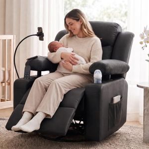 Power Swivel Recliner Chair with Adjustable Armrest, Nursery Rocking Chair