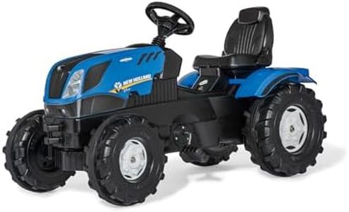 ROLLY TOYS 601295 Tractor rollyFarmtrac New Holland, Tractor de Pedales con capó para Abrir, Ajuste de Asiento, neumáticos silenciosos, Protector de Cadena, a Partir de 3 años, Color Azul