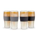 Host Freeze Beer Glasses, 16oz (473ml / .83 UK Pint) Frozen Beer Mugs, Freezable Pint Glasses, Fathers Day Gifts Birthday Gifts for Men, Men's Gifts Set of 4 - Black and Grey (10017)