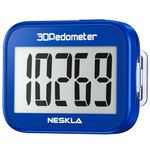 NESKLA 3D Pedometer for Walking, Simple Step Counter with Large Digital Display, Step Tracker with Removable Clip Lanyard, Accurately Track Steps for Men Women Adults Seniors- Dark Blue