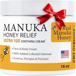 Manuka Honey Eczema Cream (16oz) Moisturizing Lotion Treatment Relief - Itchy, Dry Skin Healing Ointment - Skin-Soothing Moisturizer For Kids, Adults, Baby Body Mousse Honey Creme Eczema, Psoriasis