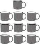 DISCOUNT PROMOS Ceramic Campfire Coffee Mugs 13 oz. Set of 10, Bulk Pack - Perfect for Tea, Espresso, Cappuccino, Hot Cocoa - Grey