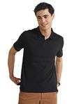 DAMENSCH Constant Men's All-Degree Thermoregulating Pique 500 Day Polo T-Shirt - 2 btn -Pack of 1-Jet Black-Large