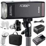 Godox AD200Pro Pocket TTL Flash Portable Strobe Speedlight with Changeable Flash Head GN52 GN60 1/8000s HSS 2.4G Wireless X System 200W Compatible with Canon Sony Nikon Fujifilm Olympus Camera